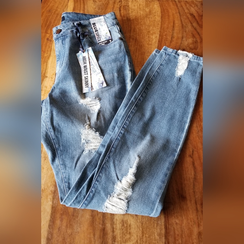 High Rise Distressed Skinny Jeans